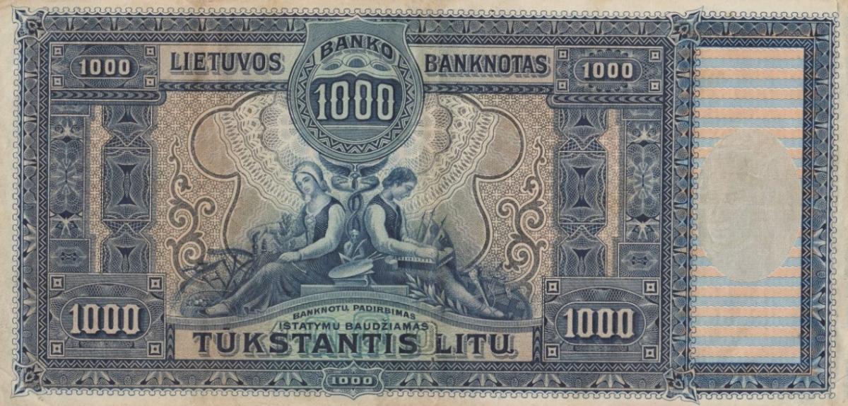 Back of Lithuania p22a: 1000 Litu from 1924