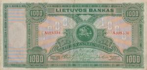 p22a from Lithuania: 1000 Litu from 1924