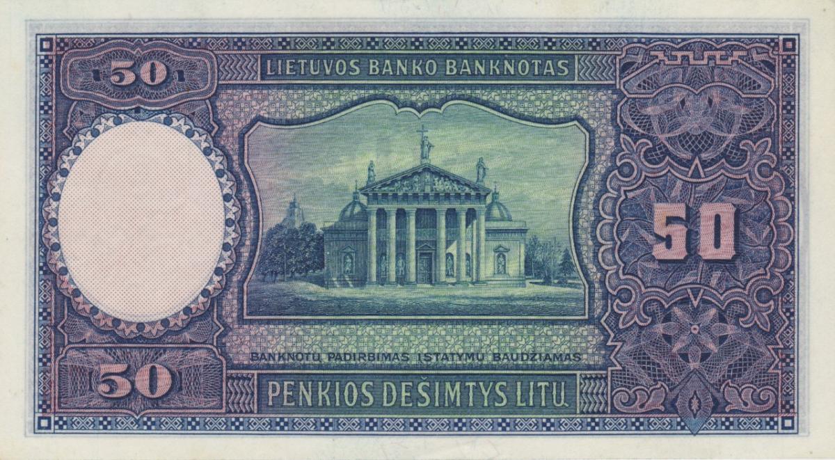 Back of Lithuania p24a: 50 Litu from 1928