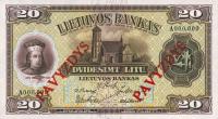 p27s2 from Lithuania: 20 Litu from 1930