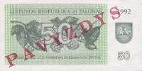 p41s from Lithuania: 50 Talonas from 1992