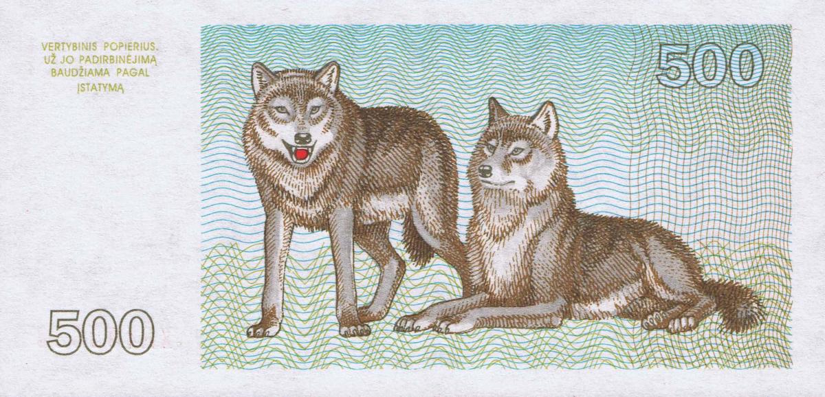 Back of Lithuania p46a: 500 Talonas from 1993