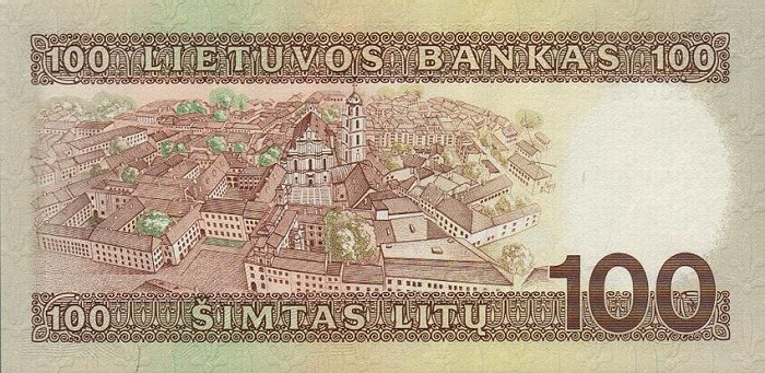 Back of Lithuania p50a: 100 Litu from 1991