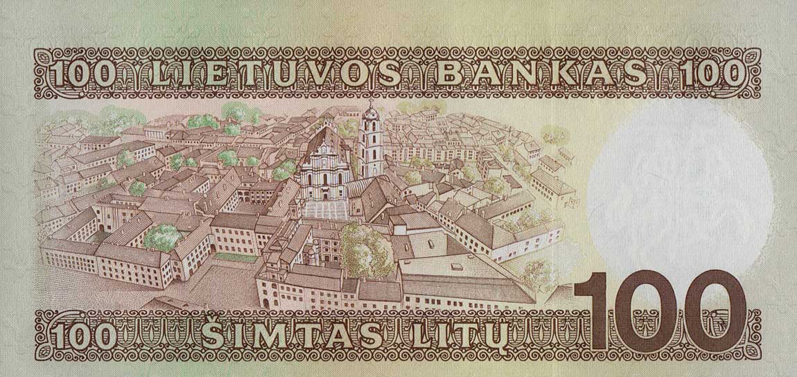 Back of Lithuania p50b: 100 Litu from 1994