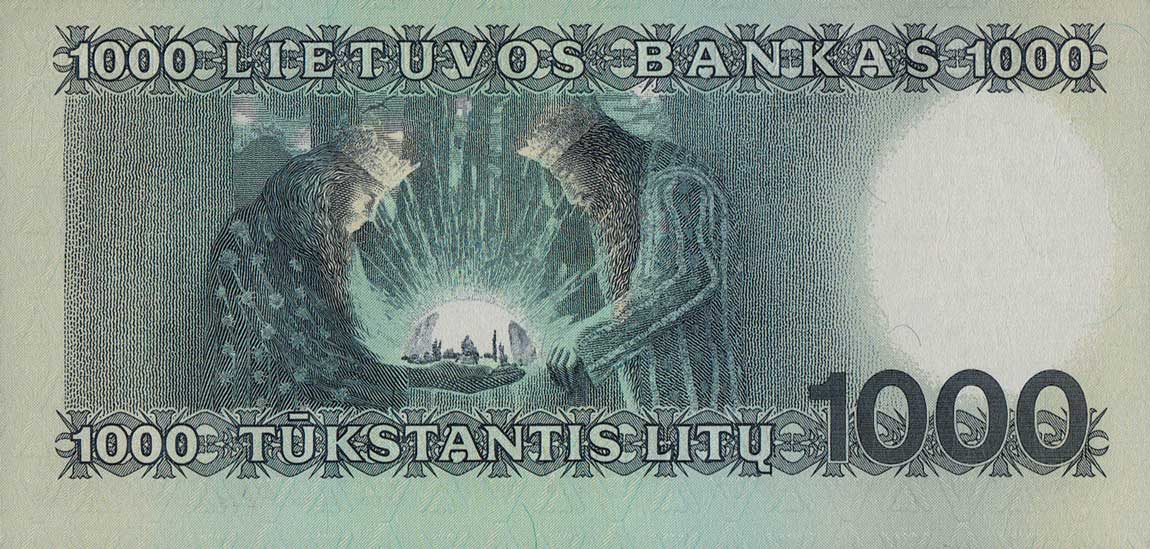 Back of Lithuania p52a: 1000 Litu from 1991