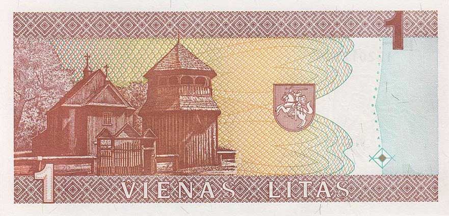 Back of Lithuania p53r: 1 Litas from 1994