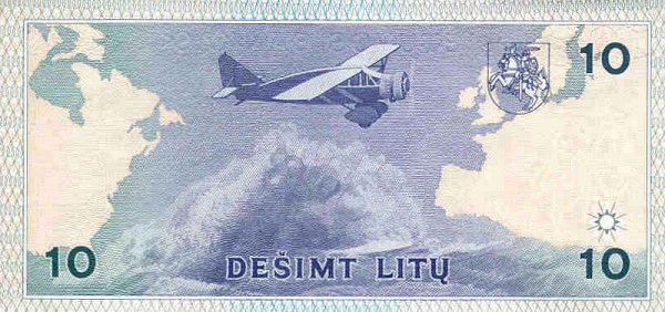 Back of Lithuania p56a: 10 Litai from 1993