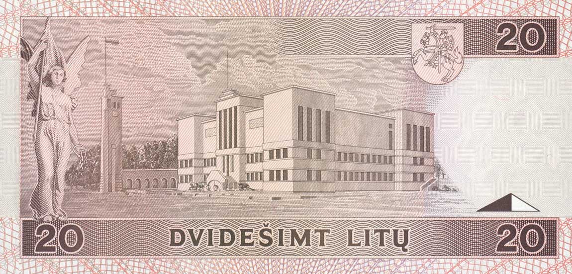 Back of Lithuania p57a: 20 Litai from 1993