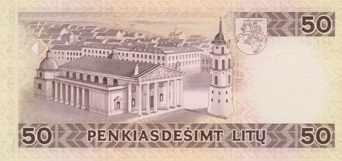 Back of Lithuania p58a: 50 Litai from 1993