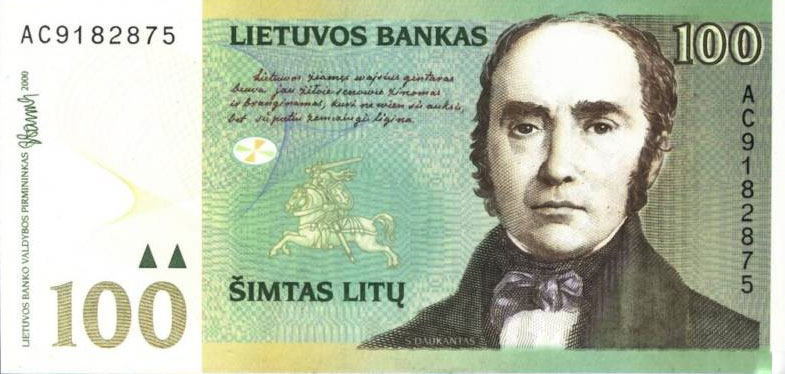 Front of Lithuania p62a: 100 Litai from 2000