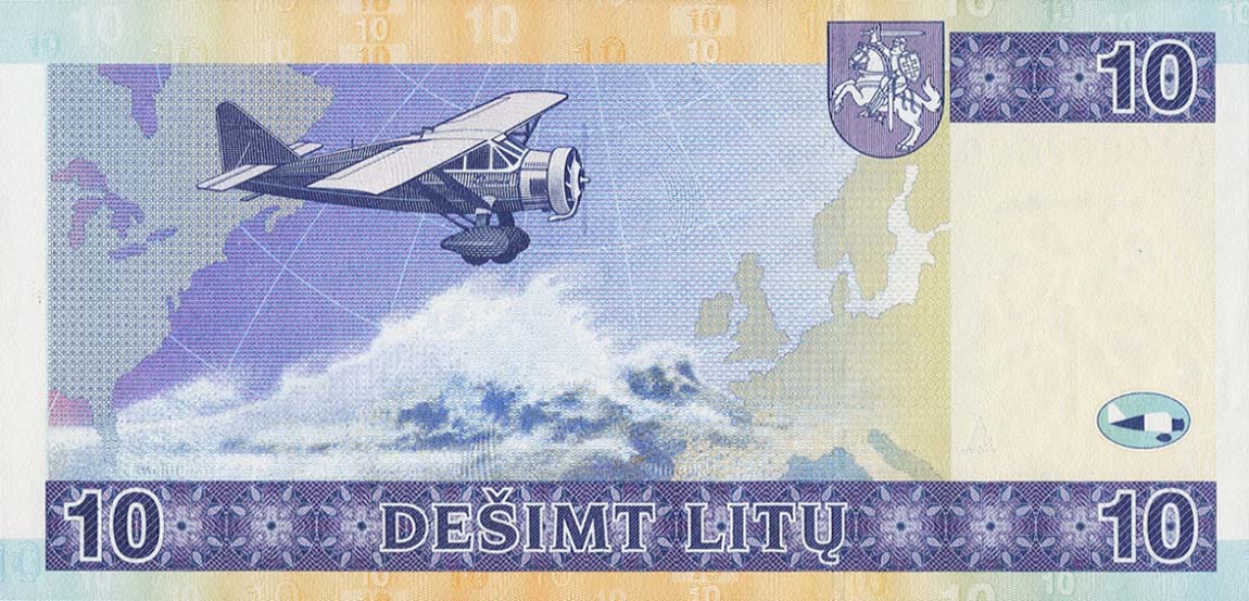 Back of Lithuania p65s: 10 Litai from 2001