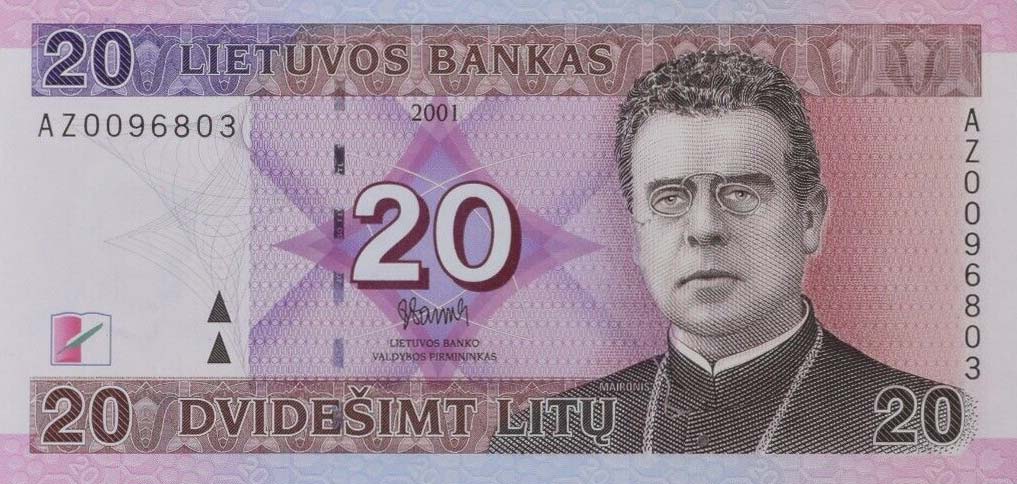 Front of Lithuania p66r: 20 Litai from 2001