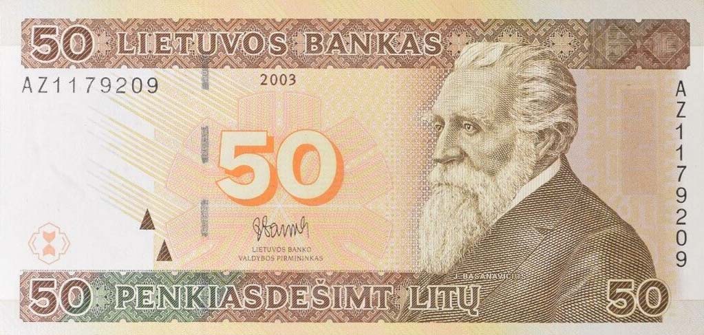 Front of Lithuania p67r: 50 Litai from 2003