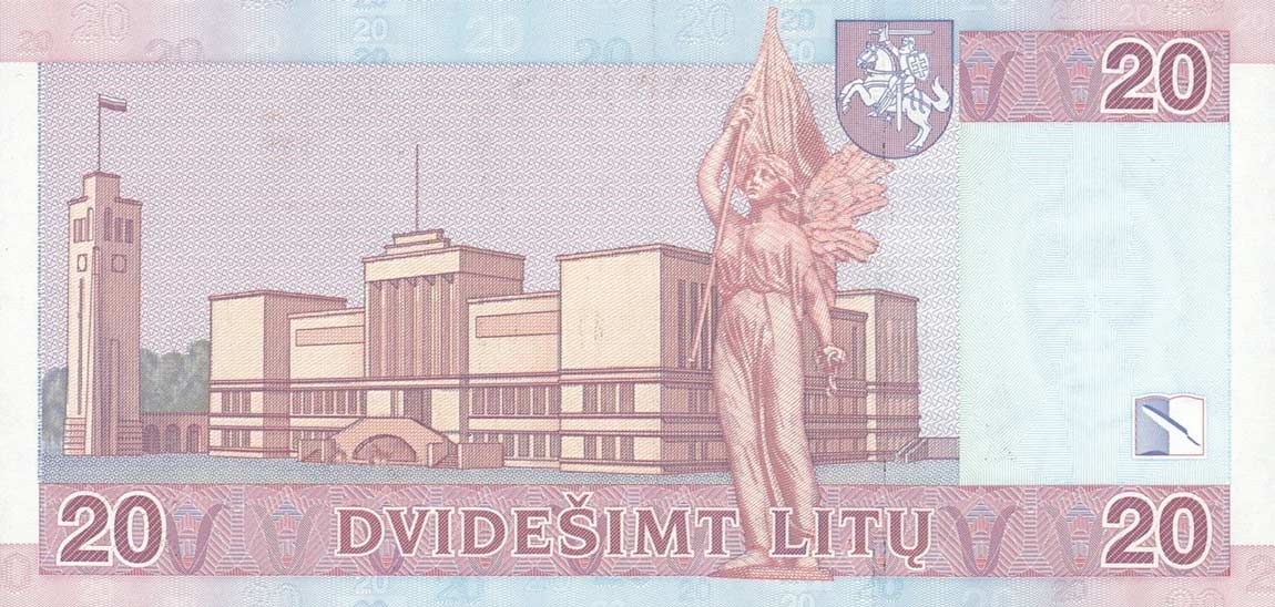 Back of Lithuania p69: 20 Litu from 2007