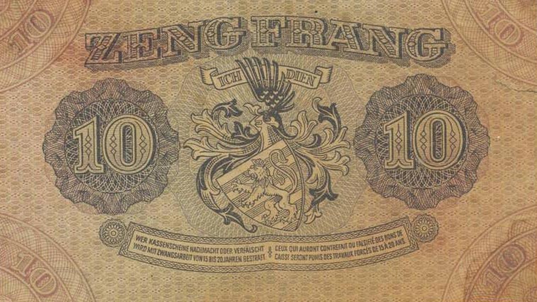 Back of Luxembourg p41: 10 Frang from 1940