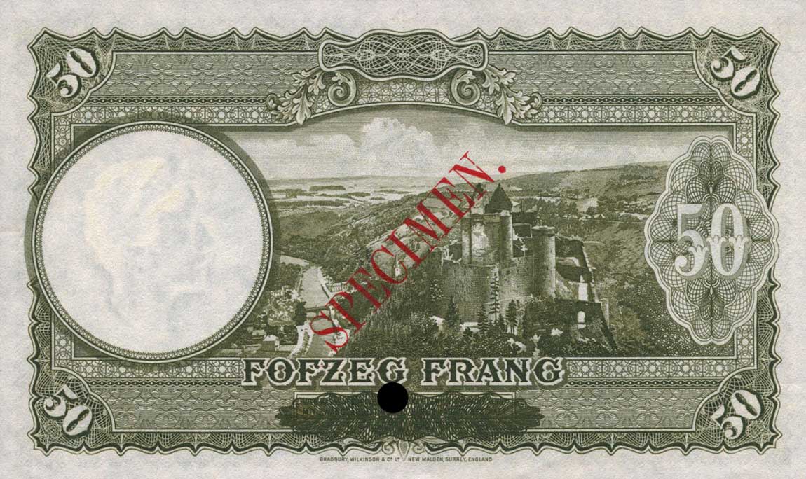 Back of Luxembourg p45s: 50 Francs from 1944