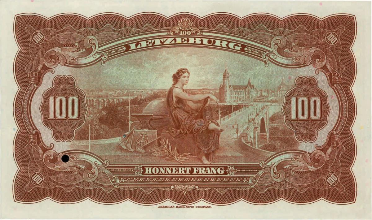 Back of Luxembourg p47s: 100 Francs from 1944