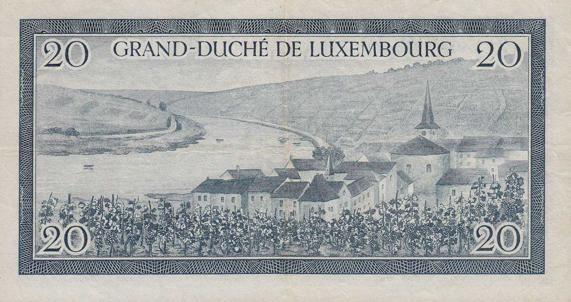 Back of Luxembourg p49a: 20 Francs from 1955