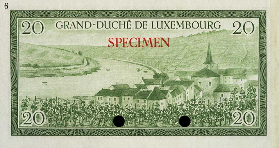 Back of Luxembourg p49ct: 20 Francs from 1955