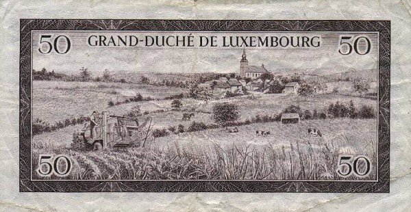 Back of Luxembourg p51a: 50 Francs from 1961