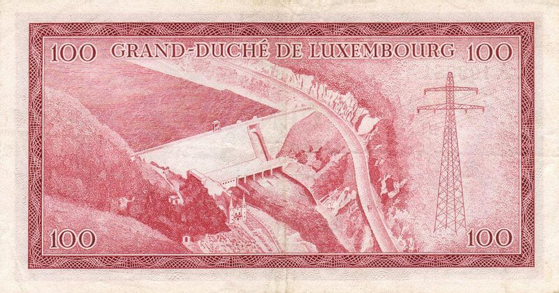 Back of Luxembourg p52a: 100 Francs from 1963