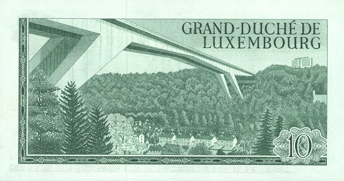 Back of Luxembourg p53a: 10 Francs from 1967