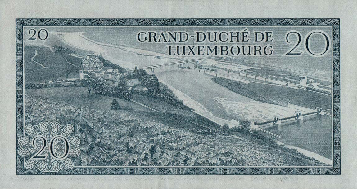 Back of Luxembourg p54b: 20 Francs from 1966