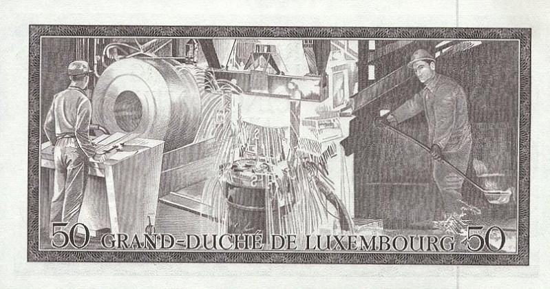 Back of Luxembourg p55a: 50 Francs from 1972