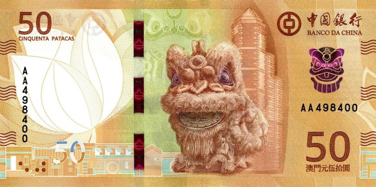 Front of Macau p131: 50 Pataca from 2025