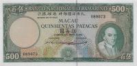 p52a from Macau: 500 Patacas from 1963