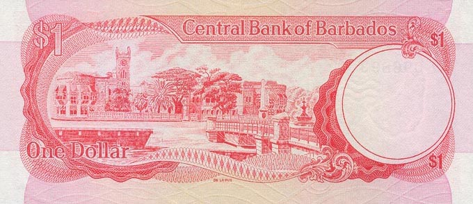 Back of Barbados p29a: 1 Dollar from 1973