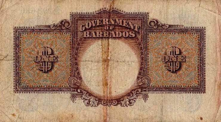 Back of Barbados p2a: 1 Dollar from 1938