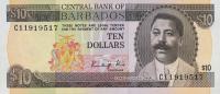 p35Aa from Barbados: 10 Dollars from 1986