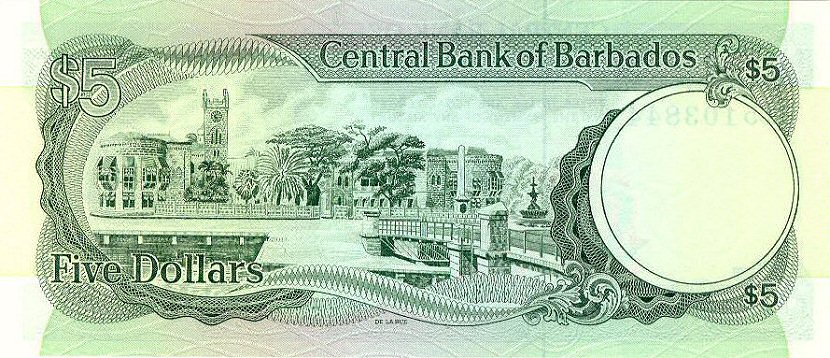 Back of Barbados p37: 5 Dollars from 1986