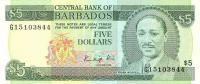 p37 from Barbados: 5 Dollars from 1986