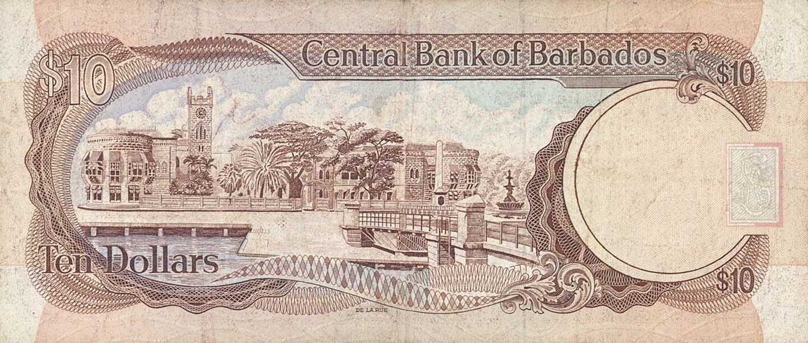 Back of Barbados p38: 10 Dollars from 1986