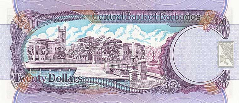 Back of Barbados p49: 20 Dollars from 1996