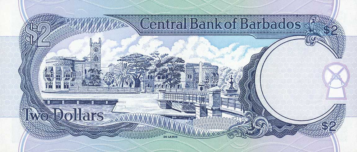 Back of Barbados p54a: 2 Dollars from 1998