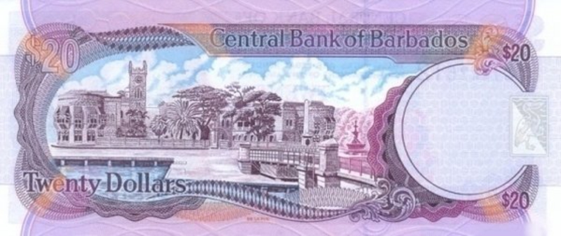 Back of Barbados p63B: 20 Dollars from 2006