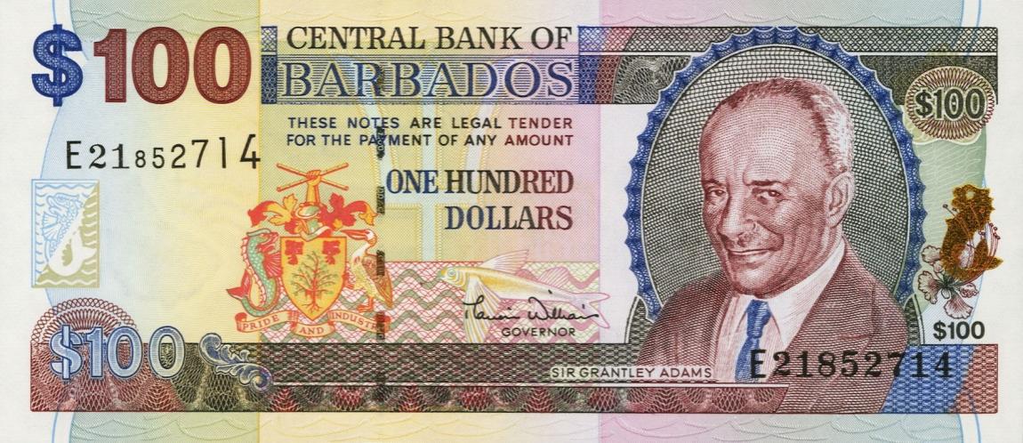 Front of Barbados p65a: 100 Dollars from 2000