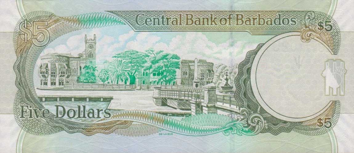 Back of Barbados p67a: 5 Dollars from 2007