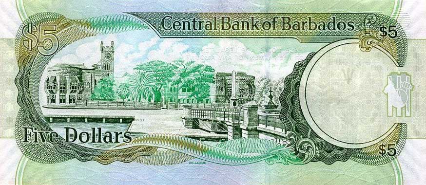 Back of Barbados p67b: 5 Dollars from 2009