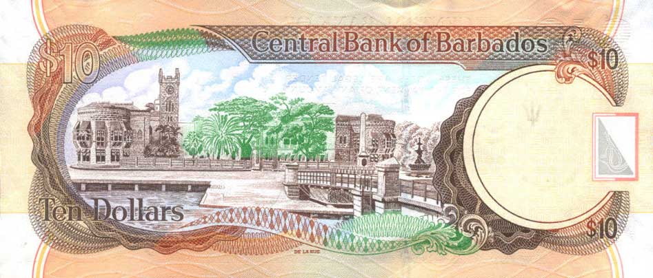 Back of Barbados p68c: 10 Dollars from 2012