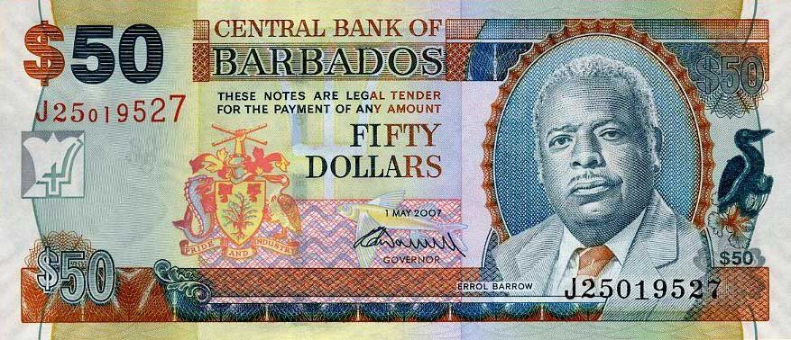 Front of Barbados p70b: 50 Dollars from 2009