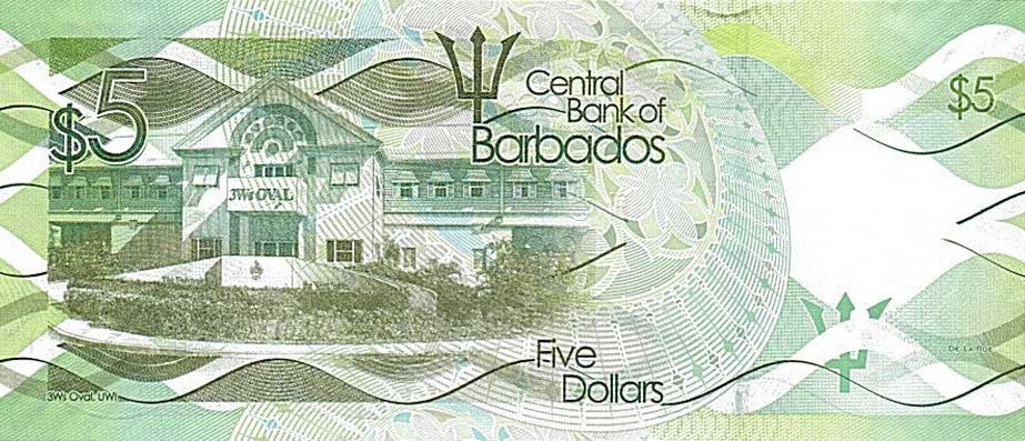 Back of Barbados p74a: 5 Dollars from 2013