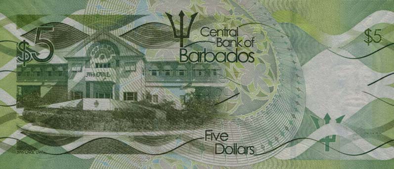 Back of Barbados p74r: 5 Dollars from 2013