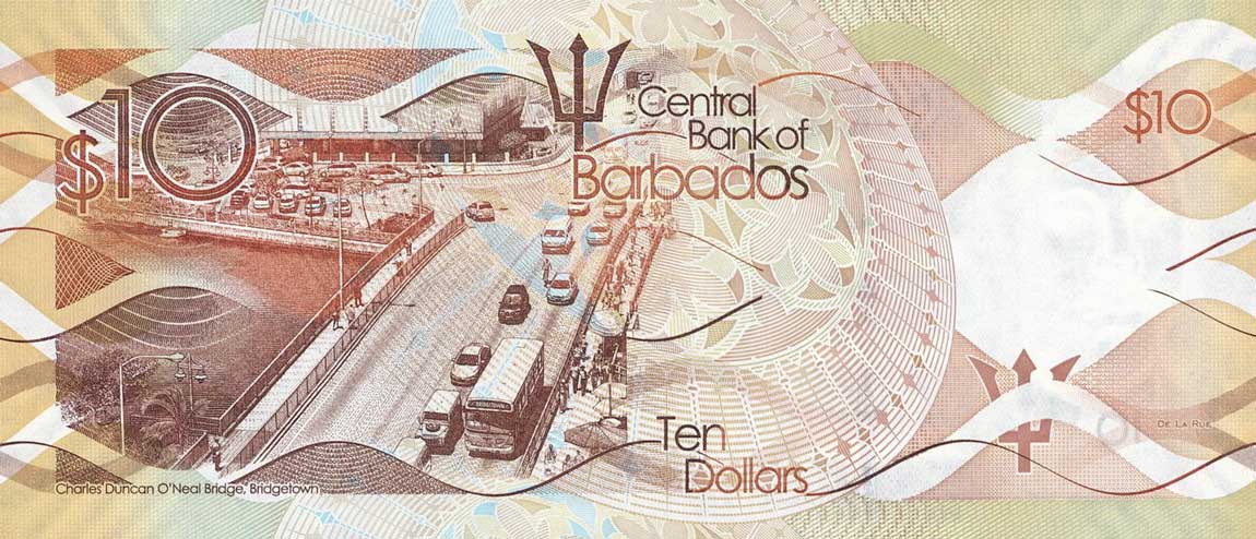 Back of Barbados p75a: 10 Dollars from 2013