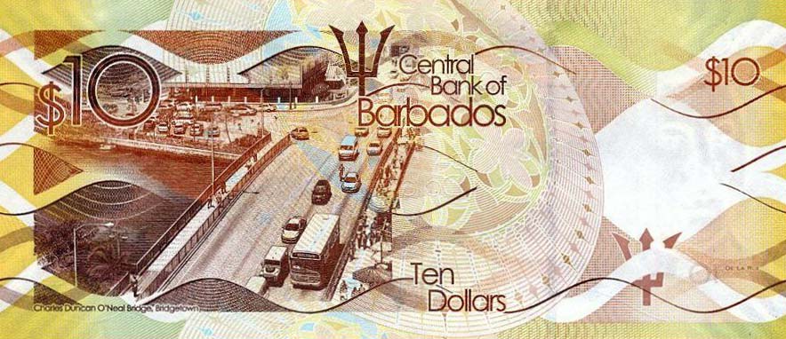 Back of Barbados p75b: 10 Dollars from 2017