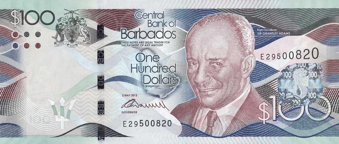 Front of Barbados p78a: 100 Dollars from 2013