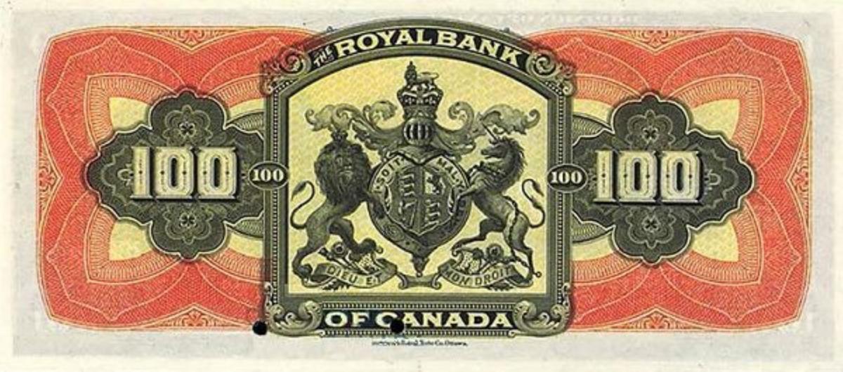 Back of Barbados pS163s: 100 Dollars from 1909